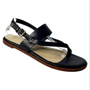 Cole Haan Grand Leather Sandal Flat Big Toe Cross Wide Strap Ankle Strap Minimal